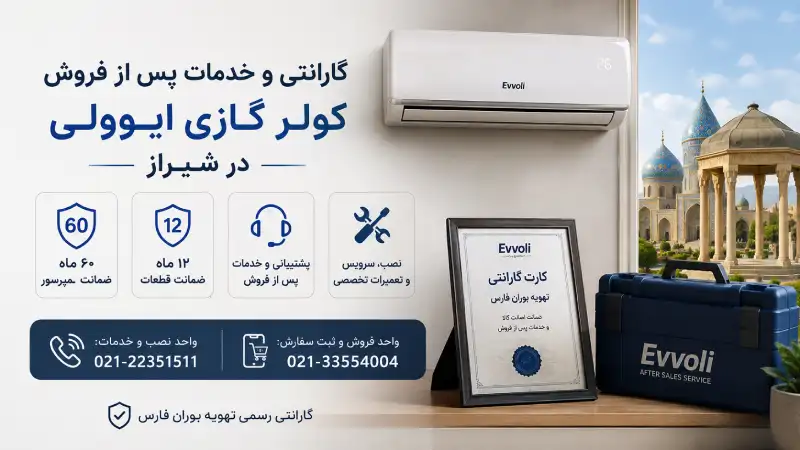 گارانتی و خدمات پس از فروش کولر گازی ایوولی در شیراز 