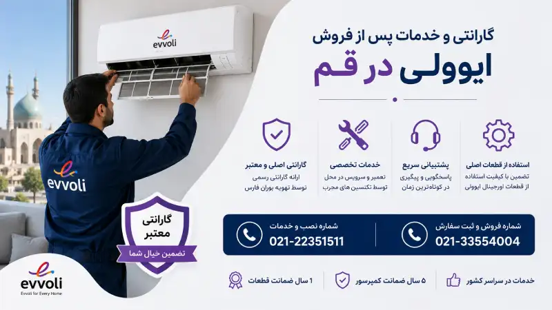 نمایندگی کولر گازی ایوولی در قم گارانتی و خدمات پس از فروش ایوولی در قم