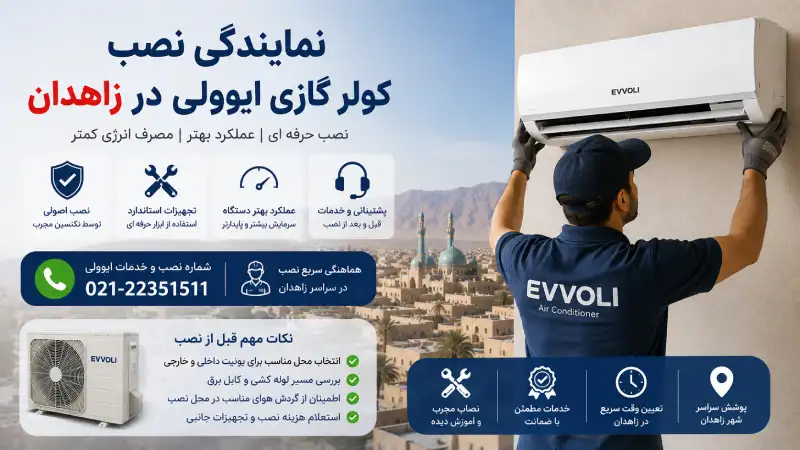 نمایندگی کولر گازی ایوولی در زاهدان؛ خرید، نصب و شماره تماس نمایندگی نصب کولر گازی ایوولی در زاهدان
